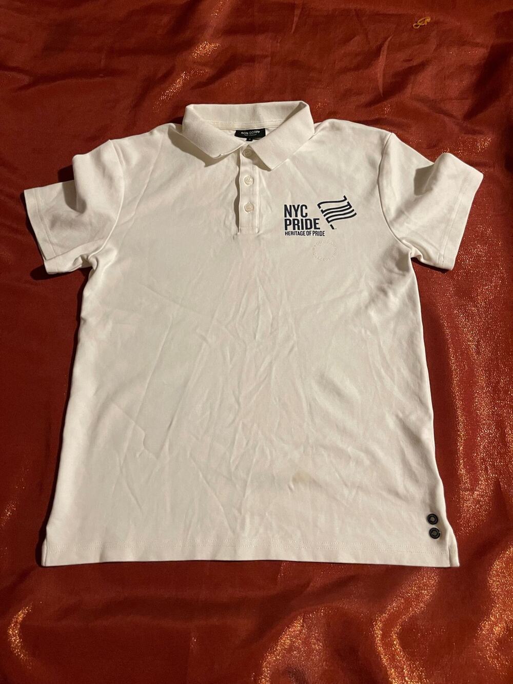 Ron Dorff Polo Shirt Mens S NYC Pride Heritage Logo White Short Sleeve Cotton